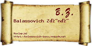 Balassovich Zénó névjegykártya